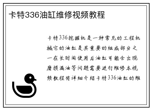 卡特336油缸维修视频教程